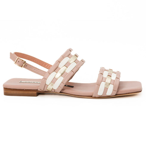 Sandalo Donna intrecciato basso Beige CHIARINI Bologna- Francavilla Moda